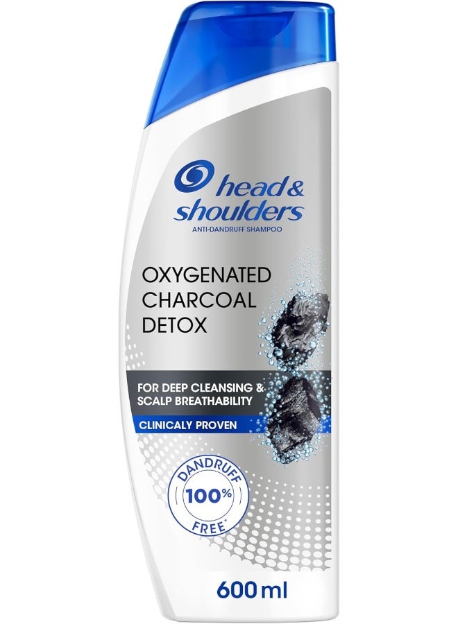 Head & Shoulders Anti-Dandruff Shampoo, Oxygenated Charcoal Detox, 100% Dandruff Free, 600ml
